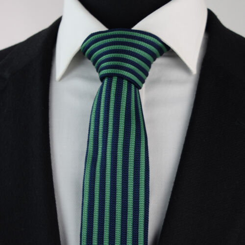 MENS HAND KNIT TIE SLIM WOVEN STRIPE CHECK DESIGN COTTON STYLE MADE & UK Seller - Picture 8 of 10