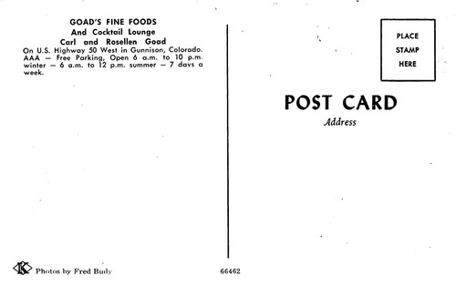 Goad's Fine Foods & Cocktail Lounge Multi Views Gunnison,CO Vtg Postcard - Picture 2 of 2