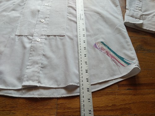 Broadway Tuxmakers Hand Painted Tuxedo Shirt White Glitter Splatter Paint MEDIUM - Picture 8 of 18