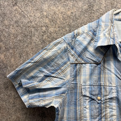 Guess Jeans Shirt Men Large Blue White Casual Button Down Striped Plaid Vtg - Picture 3 of 14