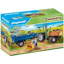 PLAYMOBIL 70131 Tractor With Feed Trailer - 2019 Toy Set For Kids Ages 4+