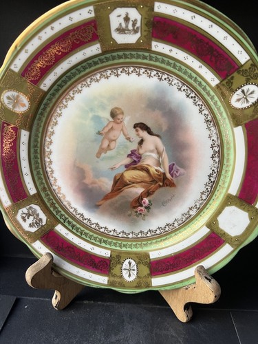 Cloris y Cupido antiguos pintados a mano de la real Viena austríaca de colección - Imagen 6 de 19