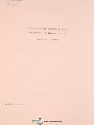 Bullard Reid 824, HYD/DF, smerigliatrice per superfici, manuale operazioni manutenzione e ricambi - Foto 2 di 3