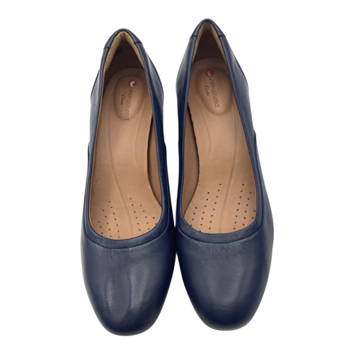 Clarks Unstructured Womens Navy Leather Mid Heel Court Shoes Size UK 5D Used - Picture 5 of 12