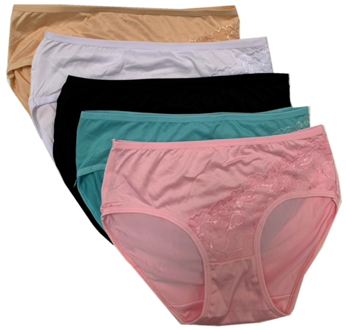 Lot Of 5 Women High Waist Poly Briefs Highcut Cotton Underwear Panties - Picture 8 of 25