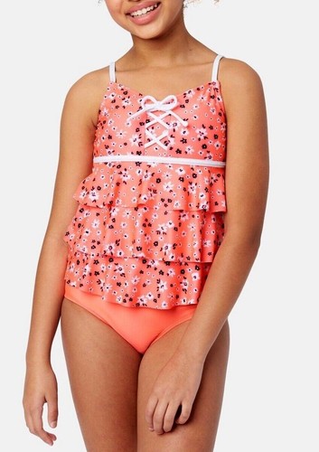 JUSTICE Girls Swimsuit Tankini Bikini Ruffle Swim PLUS SIZE 12 14 16 18 L XL NWT - Picture 4 of 6