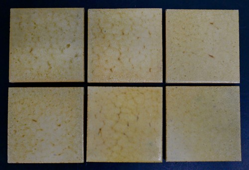 Tropico Vintage Field Tile Mottled Pale Green/Gold Glazing 4.25" - Picture 4 of 4