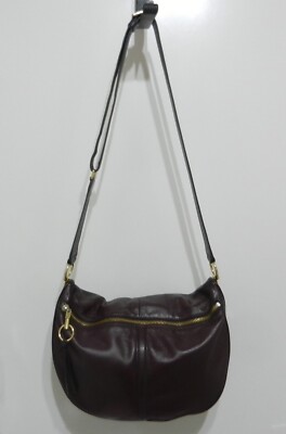 ELIZABETH AND JAMES Maroon Leather Half-Moon Crossbody Messenger Bag