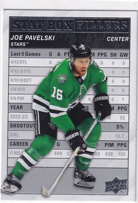 JOE PAVELSKI   23-24  UPPER DECK SERIES 1  STAT BOX FILLERS  # SB-13