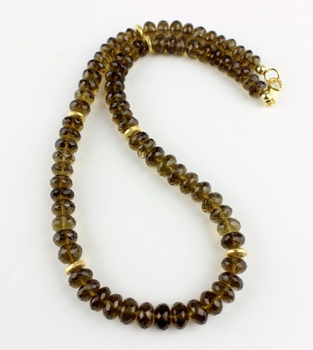 Exclusive Smoke Citrine Necklace Precious Stone Smoky Quartz Rare - Picture 2 of 2