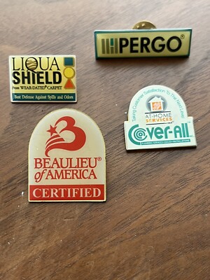 BEAULIEU OF AMERICA, PERGO, LIQUA SHIELD CARPET, COVERALL, HOME DEPOT LAPEL PIN