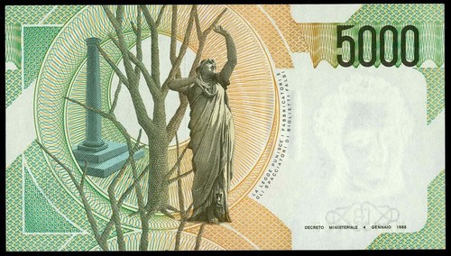 ITALIEN 5000 LIRE BELLINI SERIE ""B"" 1988 UNC - Bild 2 von 2