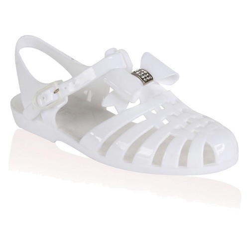 Ladies Girl Beach Summer Retro Diamante Jelly Flip Flop Sandals Women BOW Shoe - Picture 3 of 6