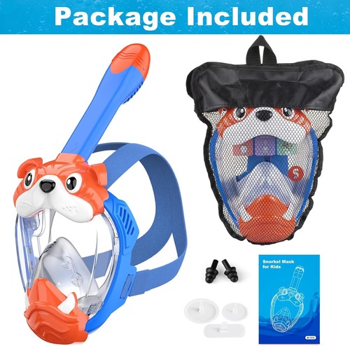Kids Full Face Snorkel Mask - 180° View, Anti-Fog & Leak Proof - Picture 36 of 43