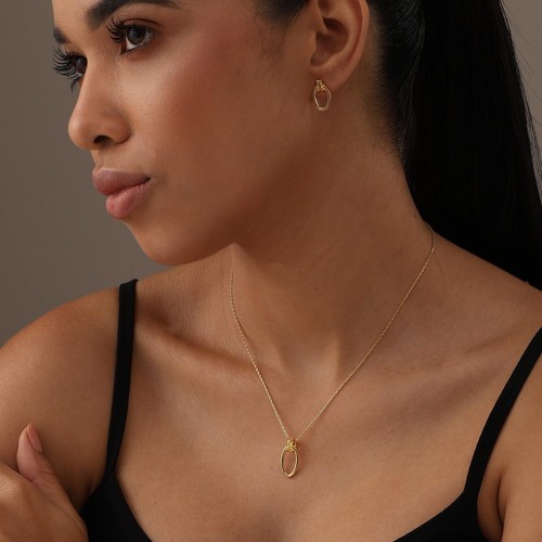 925 Sterling Silver 14K Gold-Plated Yellow CZ Pendant Necklace for Women 18 IN - Picture 2 of 5