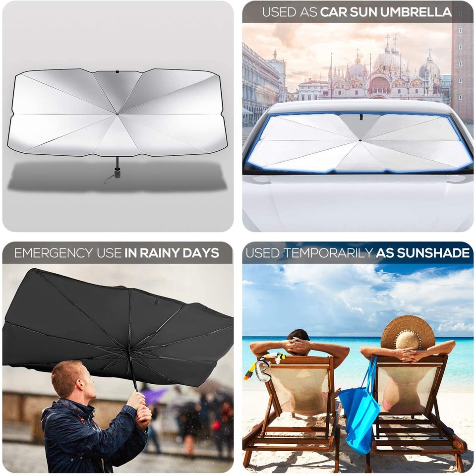 Car Windshield Sun Shade Foldable Umbrella Front Window Cover Visor Umbrella - Foto 3