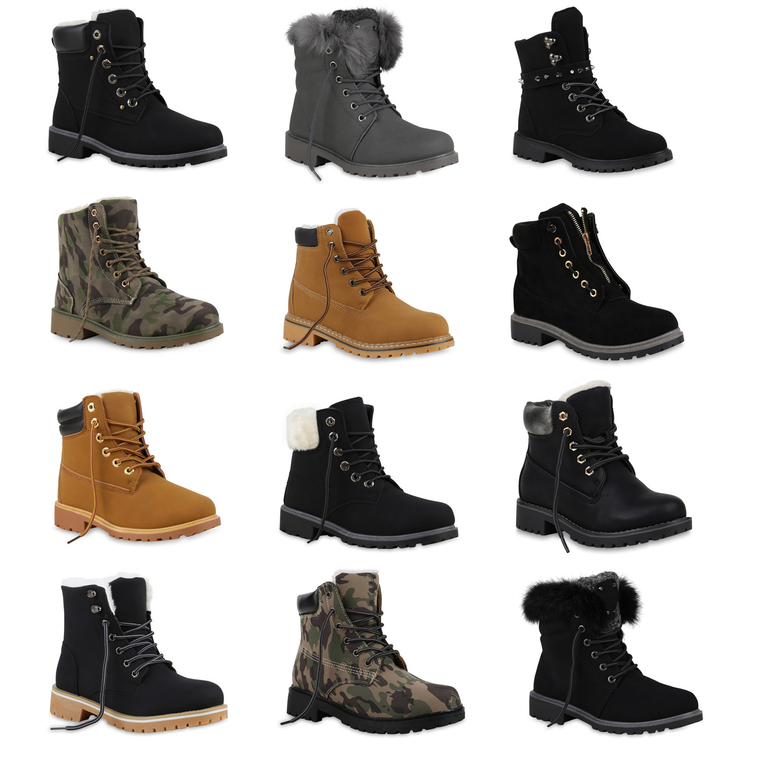 Damen Stiefeletten Worker Boots Outdoor Schuhe 891962 Trendy Damen Stiefeletten Worker Boots Outdoor Schuhe 891962 Trendy