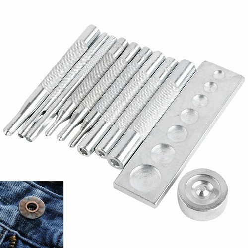 11tlg DIY Leder Werkzeug Druckknopf Nieten Handschlageisen Locheisen Lederkraft - Bild 8 von 8
