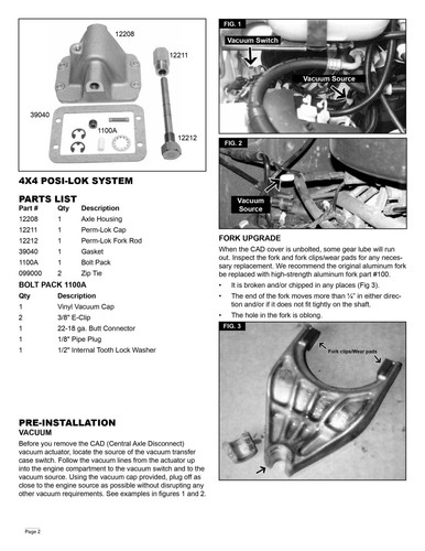 Posi-Lok Permanent Lock Front Axle Disconnect PSL1100 87-95 Jeep Wrangler YJ - Picture 3 of 7