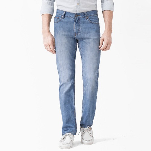 Men Straight Leg Jeans Vintage Denim Pants Slim Fit Casual Bootcut Trousers - Picture 2 of 14