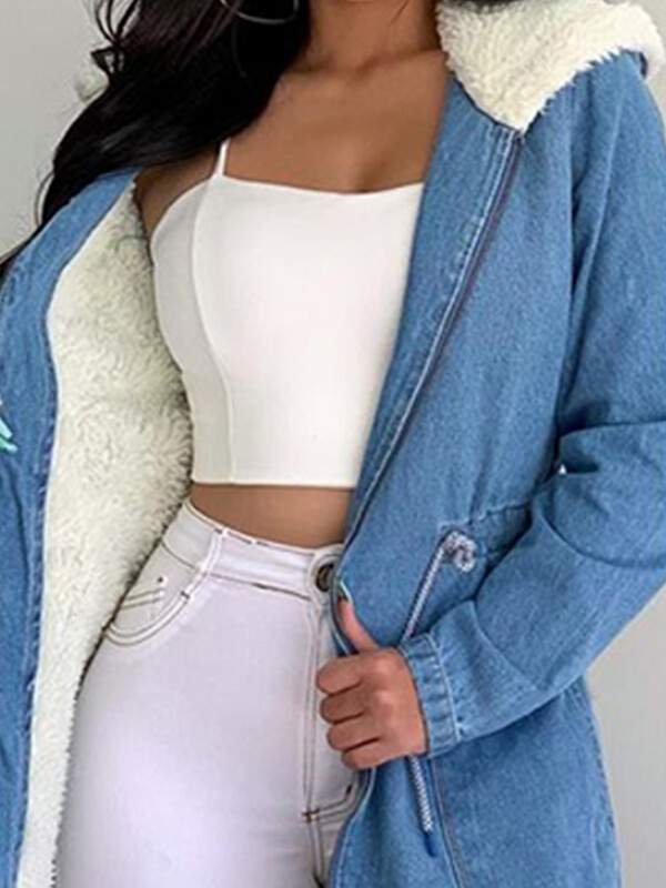 UK Women Fur Lined Hooded Denim Jacket Winter Warm Parka Coat Outerwear Overcoat UK Women Fur Lined Hooded Denim Jacket Winter Warm Parka Coat Outerwear Overcoat