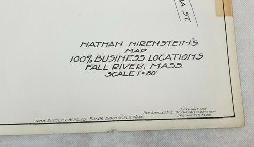 1925 Nirenstein Map Fall River Massachusetts 100% Business City Street Locations - Picture 2 of 12