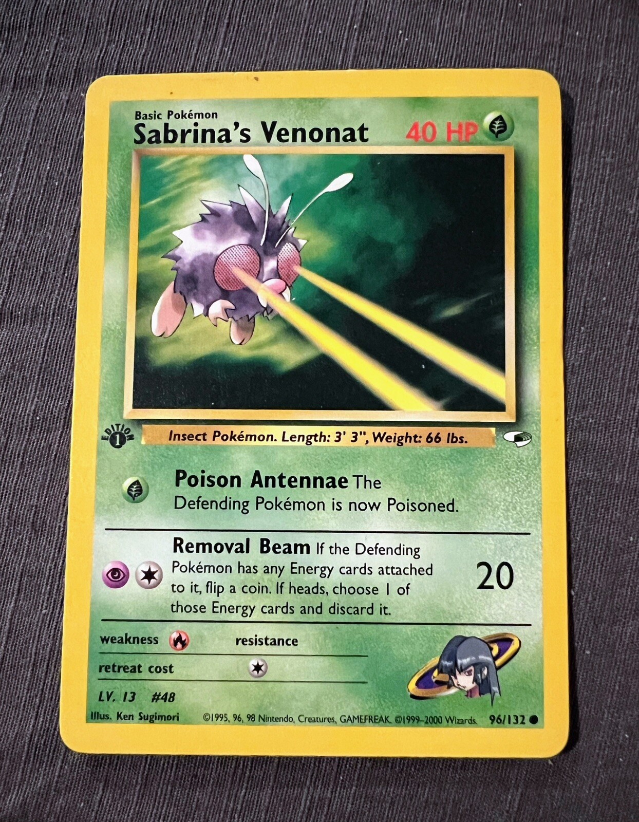 Sabrina’s Venonat - 1st Edition - NM / M - Gym Heroes 2000 Pokémon WOTC - 96/132