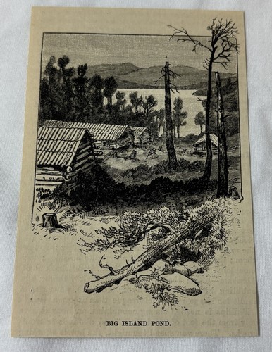 1886 magazine engraving ~ BIG ISLAND POND Maine