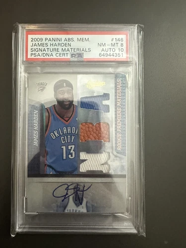 2009 Absolute #146 Signature Materials James Harden Rookie Patch Auto /499 PSA 8