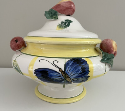 Tureen Andrea by Sadek Italy Pears Butterfly Serving Dish Jay Willfred FREE SHIP