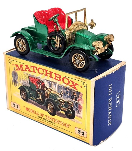 Matchbox Y-2 - 1911 Renault Green With Box Vintage Diecast Model Car