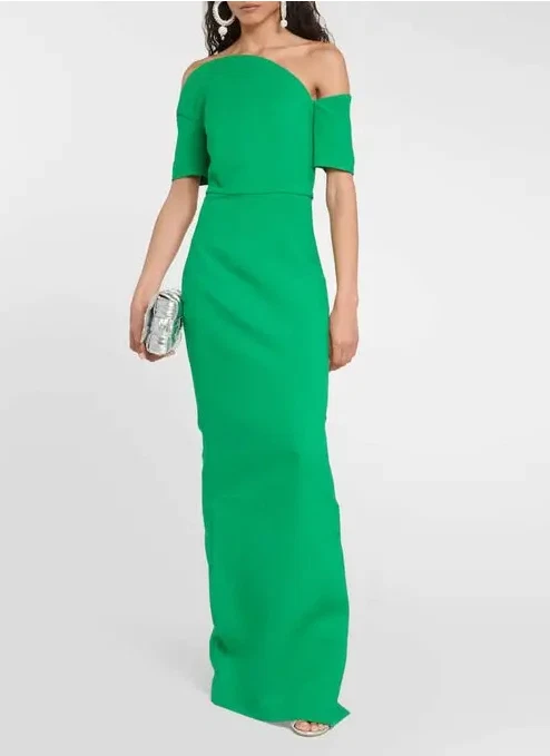 Vestido Roland Mouret verde asimétrico de seda y lana Foto 4 de 4