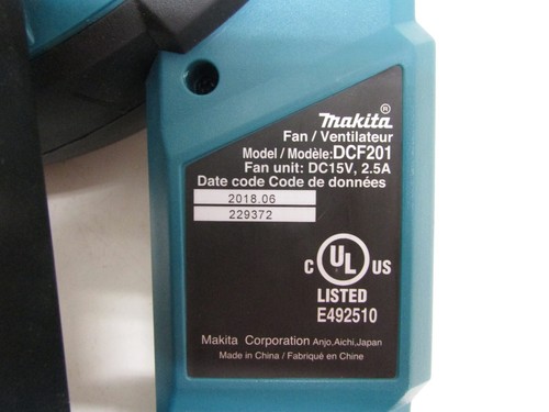 MAKITA 18 VOLT 9" CORDLESS FAN DCF201Z , JOB SITE FAN 2 SPEED / AUTO TIMER - Picture 14 of 19