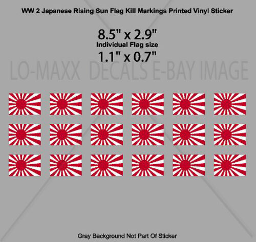 WW 2 Japanese Rising Sun Flag Fighter Bomber Kill Markings Printed Vinyl Sticker - Picture 13 of 16
