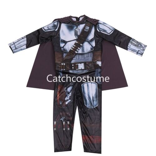 Kids Star Wars Mandalorian Costume Child Halloween Book Week Cosplay Bodysuit - Picture 3 of 8