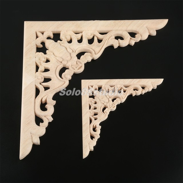 2x Unpainted Wood Carved Corner Onlay Applique Window Wall Bed Closet Door Decal 2x Unpainted Wood Carved Corner Onlay Applique Window Wall Bed Closet Door Decal