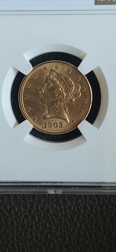 1905 S $5 Gold Liberty Head Half Eagle NGC MS62 - Picture 2 of 4