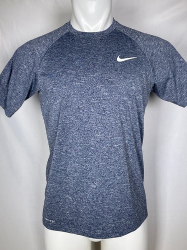 Nike Swim Heathered Blue Short-Sleeve Hydroguard Shirt Men's SMALL