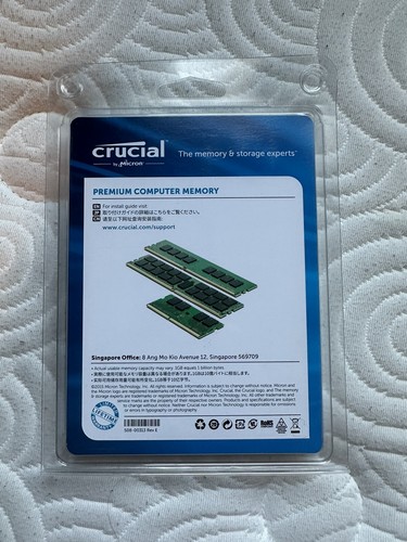 Crucial 16GB DDR4 2400 (PC4 19200) 288-Pin UDIMM 2Rx8 CL17 1.2v Memory RAM NEW - Picture 2 of 2