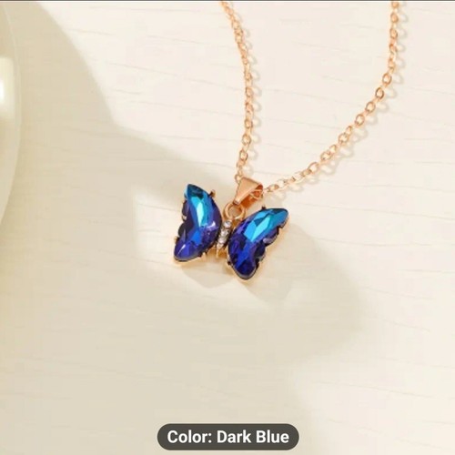 Fashion Style Gradient Butterfly Pendant Necklace for Women - Purple - Picture 10 of 13