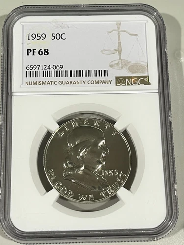 1959 Franklin Half Dollar PROOF, NGC PF-68 Nice High Grade SILVER