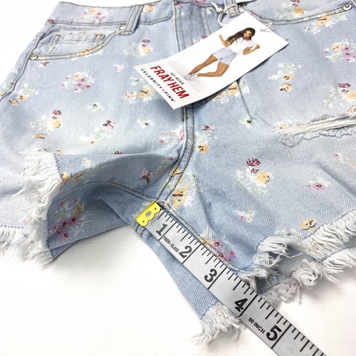 Celebrity Pink Womens Size 7/28 High Rise Fray Hem Denim Short Floral Print - Picture 4 of 11