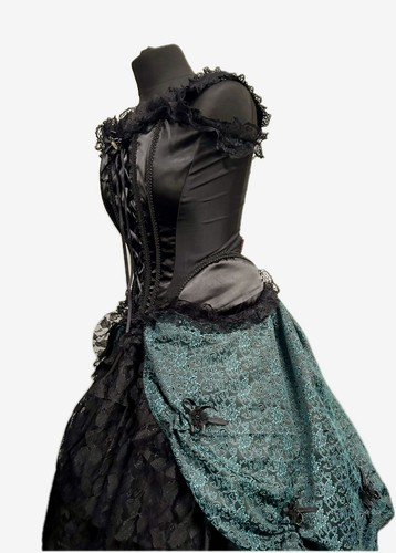 Traje gótico steampunk victoriano negro/jade m - Imagen 11 de 14