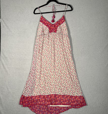 Old Navy Women Size L Midi Spring Dress Empire Waist Tie Neck Layered Sweetheart