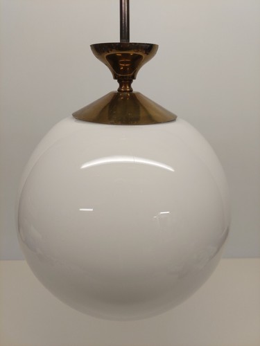 Lampada a Sospensione anni '50 in ottone e vetro - Foto 6 di 24