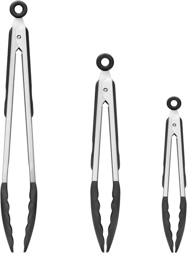 Premium Stainless Steel Locking Kitchen Tongs , Set of 3-7", 9" and 12" (Black) - Picture 6 of 6