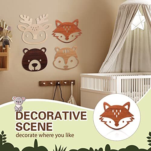 Woodland Nursery Decor, Wooden Forest Animal Wall Decoration Woodland Baby  - Picture 5 of 8