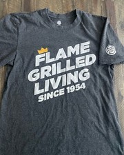 Burger King Staff T-Shirt Gray Flame Grilled Living Go The Extra Smile Medium 