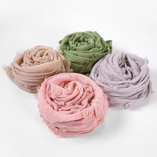 Flocked Bubble Chiffon Scarf Breathable Hijab For Muslim Women Dopata Head... - Picture 2 of 10