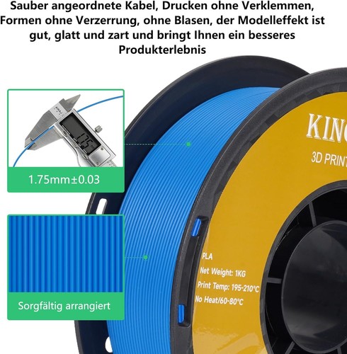 5KG 3D Drucker Filament PLA 1,75mm FDM Bündel Spulen Rolls 5 Packungen 1kg Blau - Zdjęcie 3 z 9